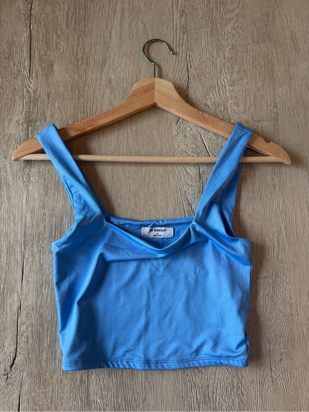 The Workshop Square Neck Crop Tank Top - Periwinkle Blue
